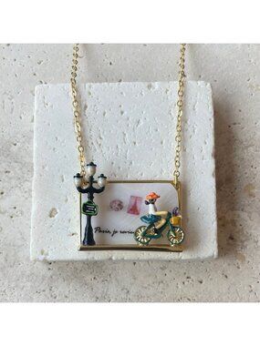 Les NEREIDES Charming Parisian Necklace with Bicycle Pendant
